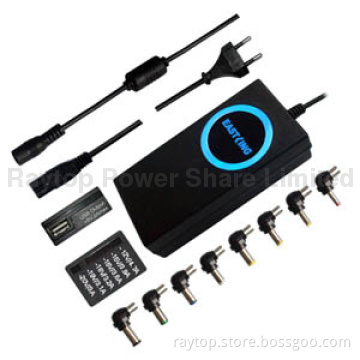 90W Universal Power Adapter for Laptop, Blue LED Halo, 8 DC Tips